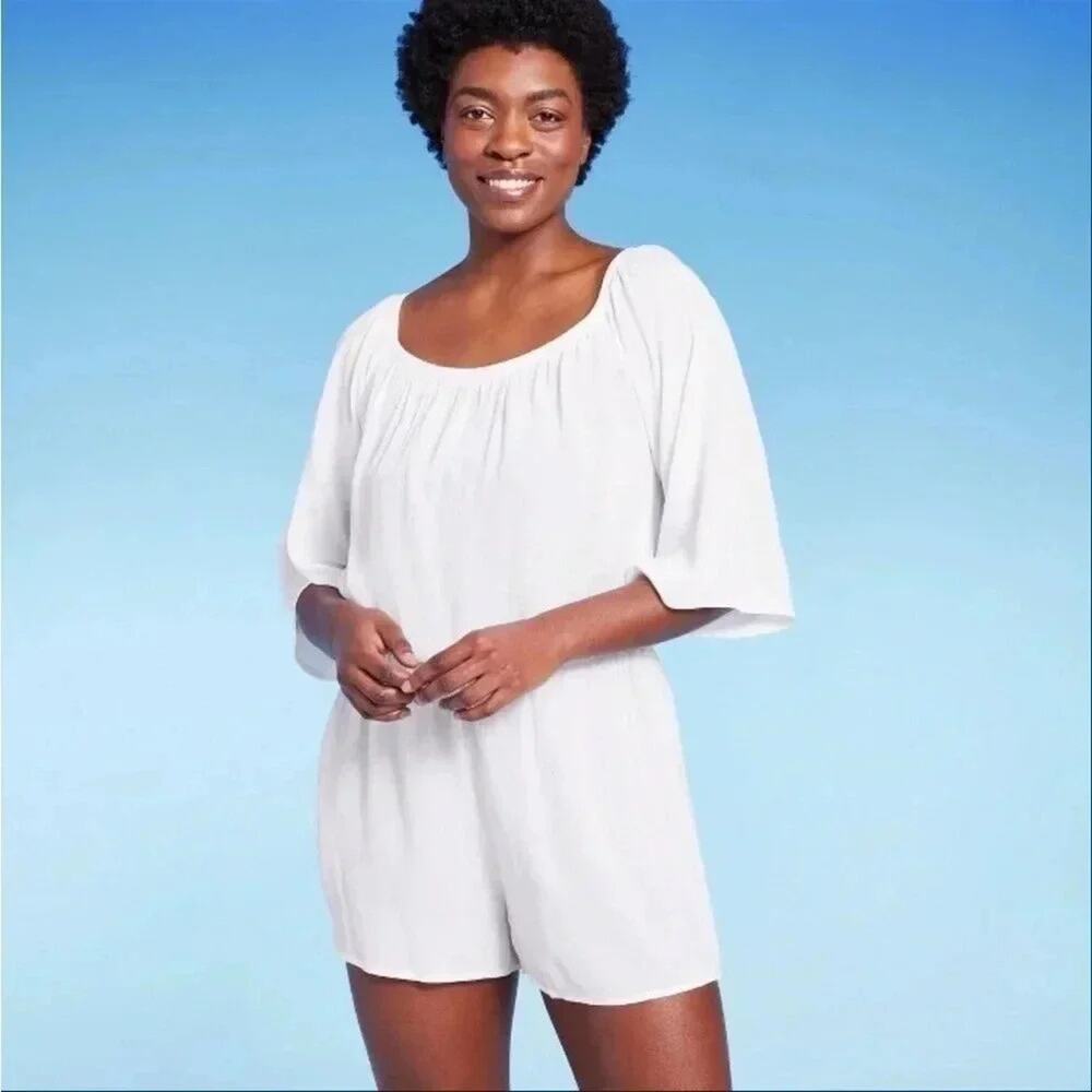 Kona Sol Women's Off the Shoulder Cover Up
Romper - White XL